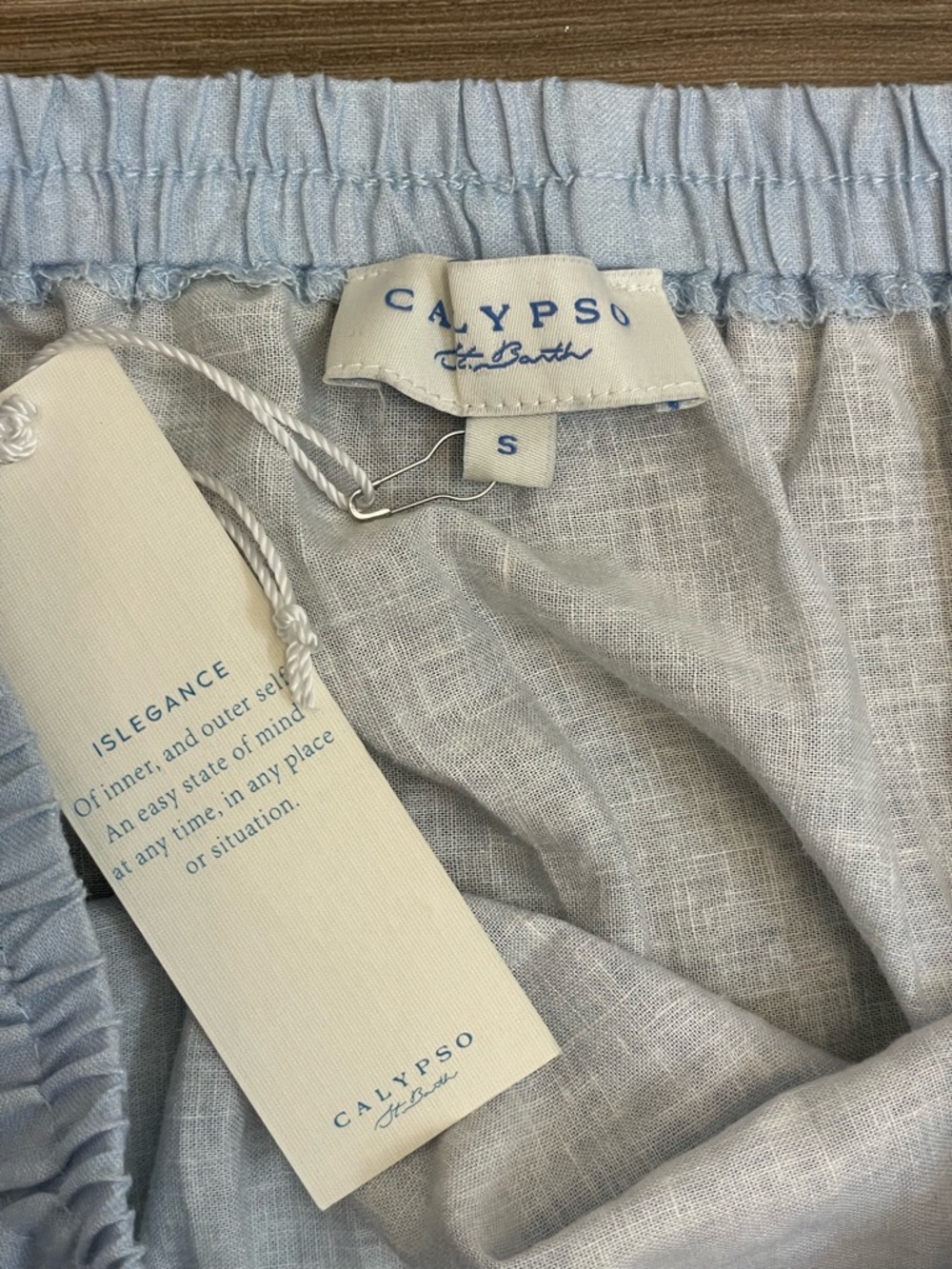 Calypso St Barth Light Blue Linen Blend Village Seascape Maxi Skirt - Picture 5 of 10